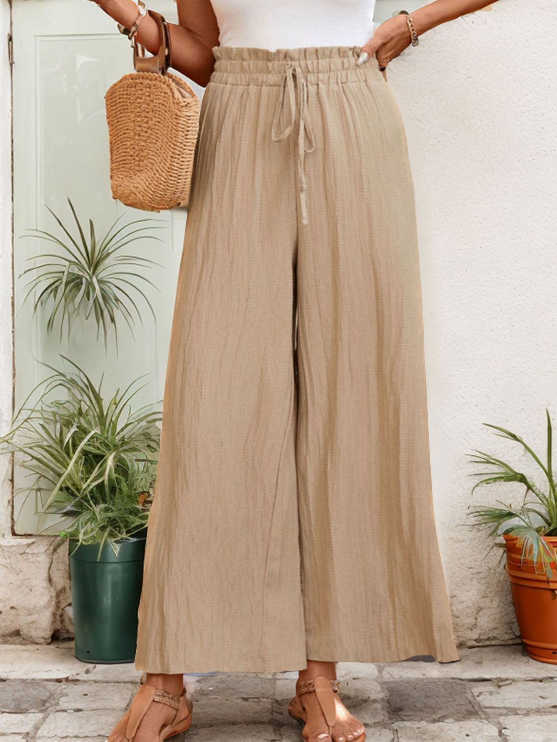 Perfee Frill Wide Leg Pants