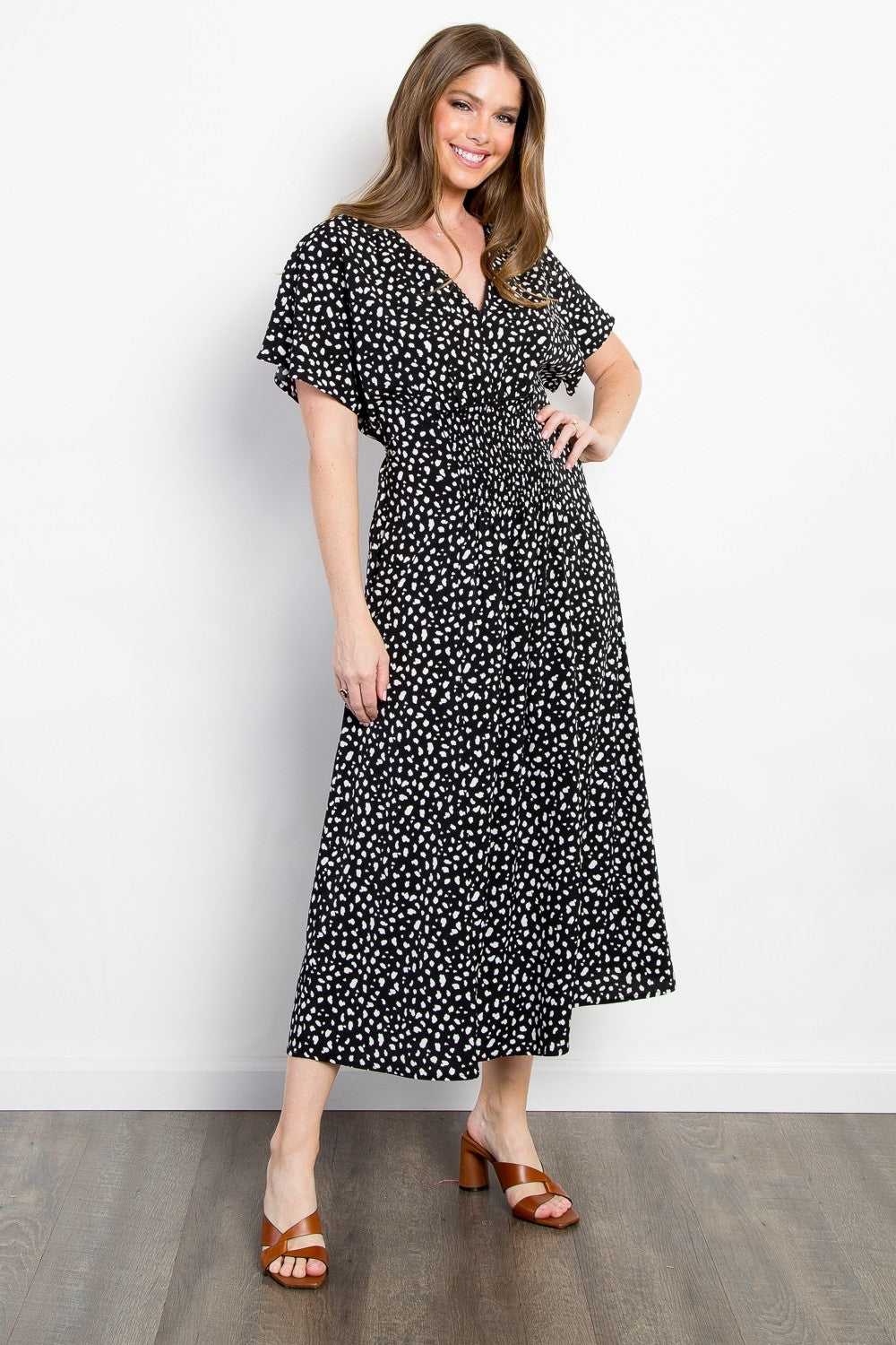 Be Stage Full Size Printed Smocked Waist Dress - UrbanEthereal