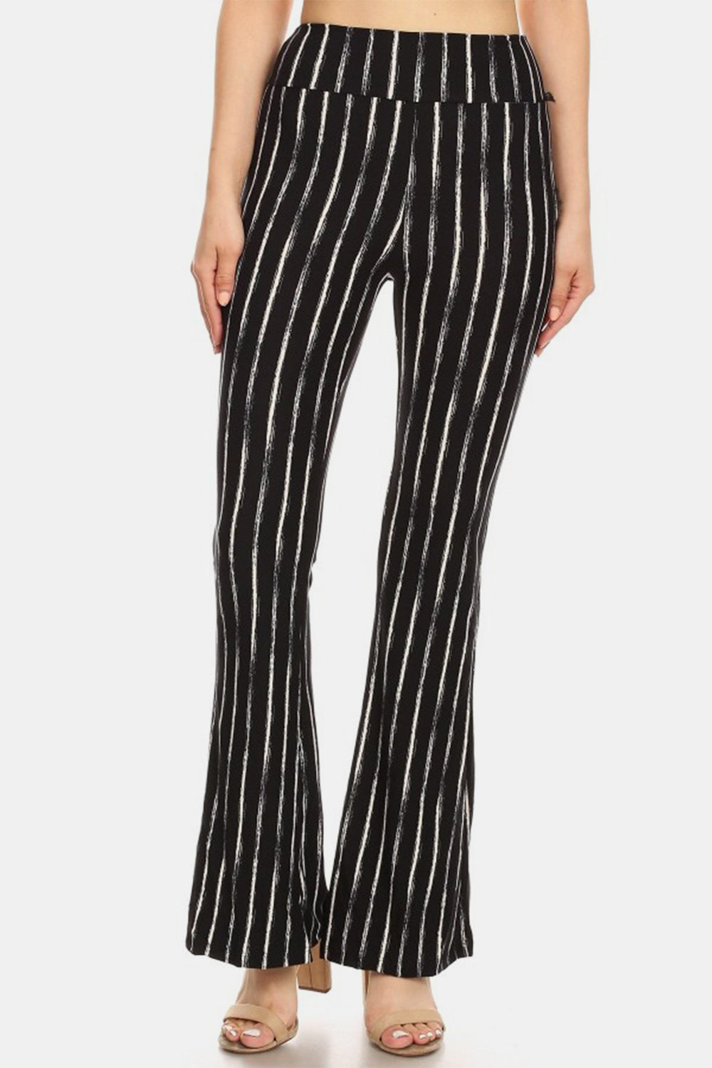 Leggings Depot Striped High Waist Flare Pants - UrbanEthereal