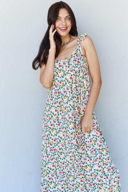 Doublju In The Garden Ruffle Floral Maxi Dress in Natural Rose - UrbanEthereal