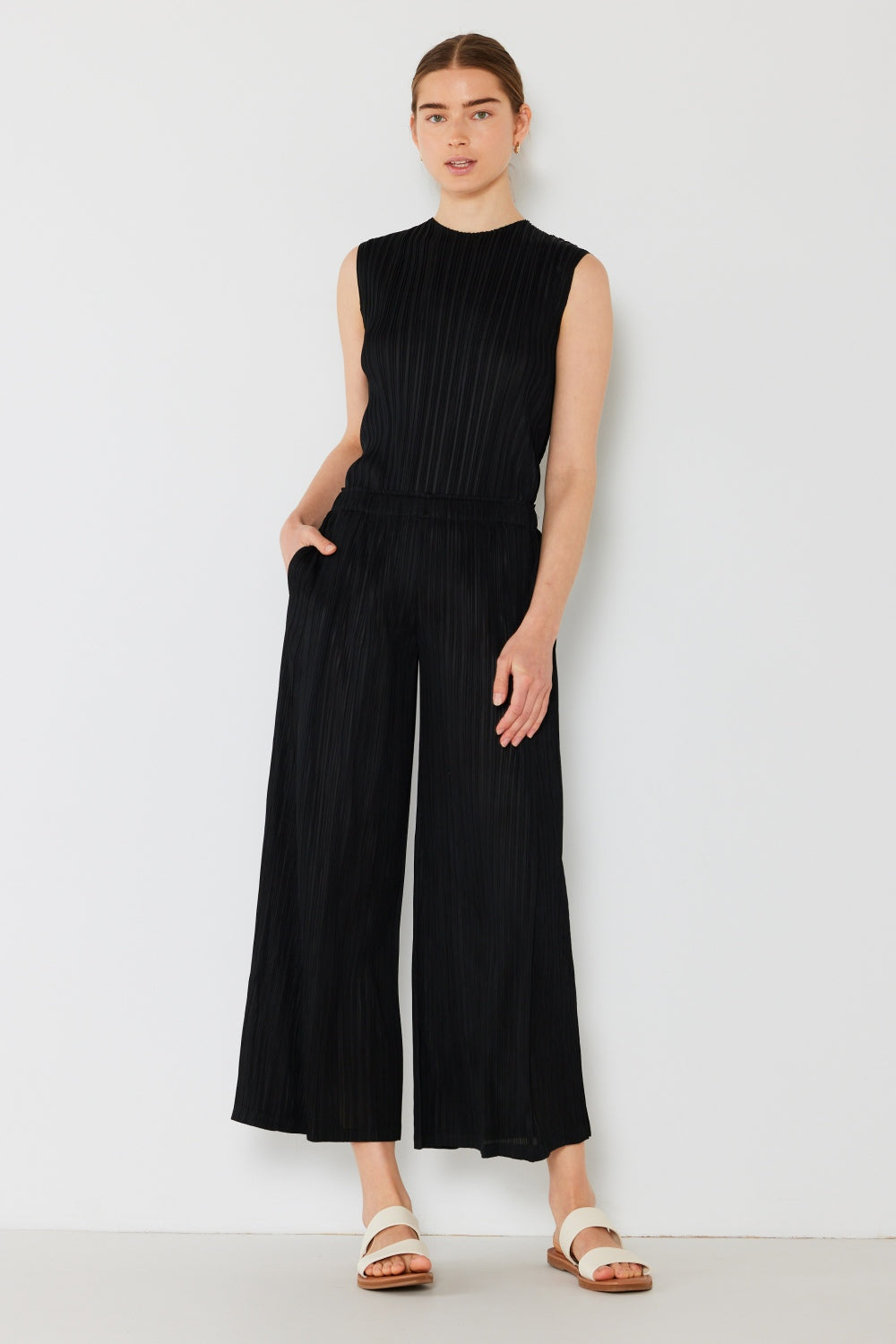 Marina West Swim Pleated Wide-Leg Pants with Side Pleat Detail - UrbanEthereal