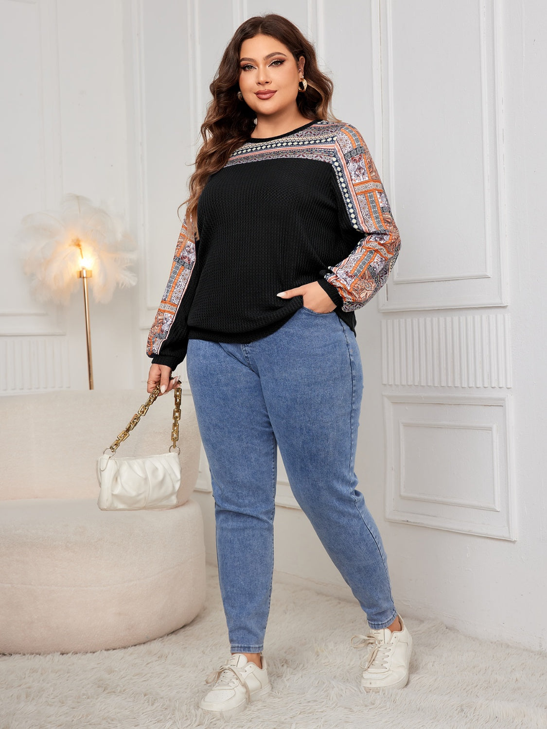 Plus Size Printed Long Sleeve Sweatshirt - UrbanEthereal