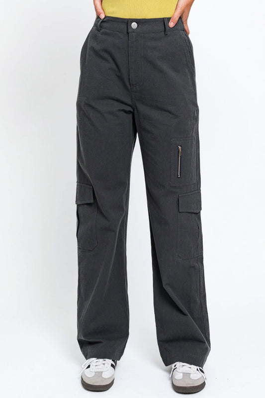 Le Lis High Waisted Wide Leg Cargo Pants with Pockets - UrbanEthereal