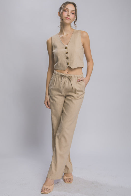 Love Tree Drawstring Wide Leg Pants with Pockets - UrbanEthereal