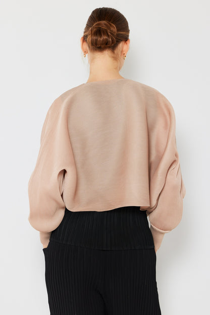 Marina West Swim Rib Pleated Puff Sleeve Bolero Cardigan - UrbanEthereal