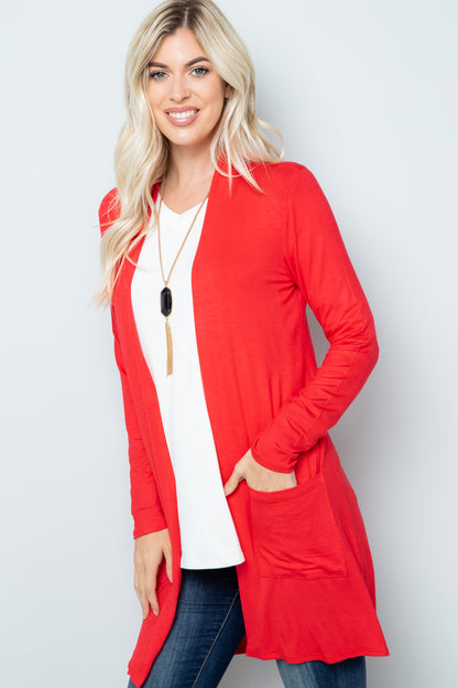 Celeste Full Size Open Front Cardigan with Pockets - UrbanEthereal