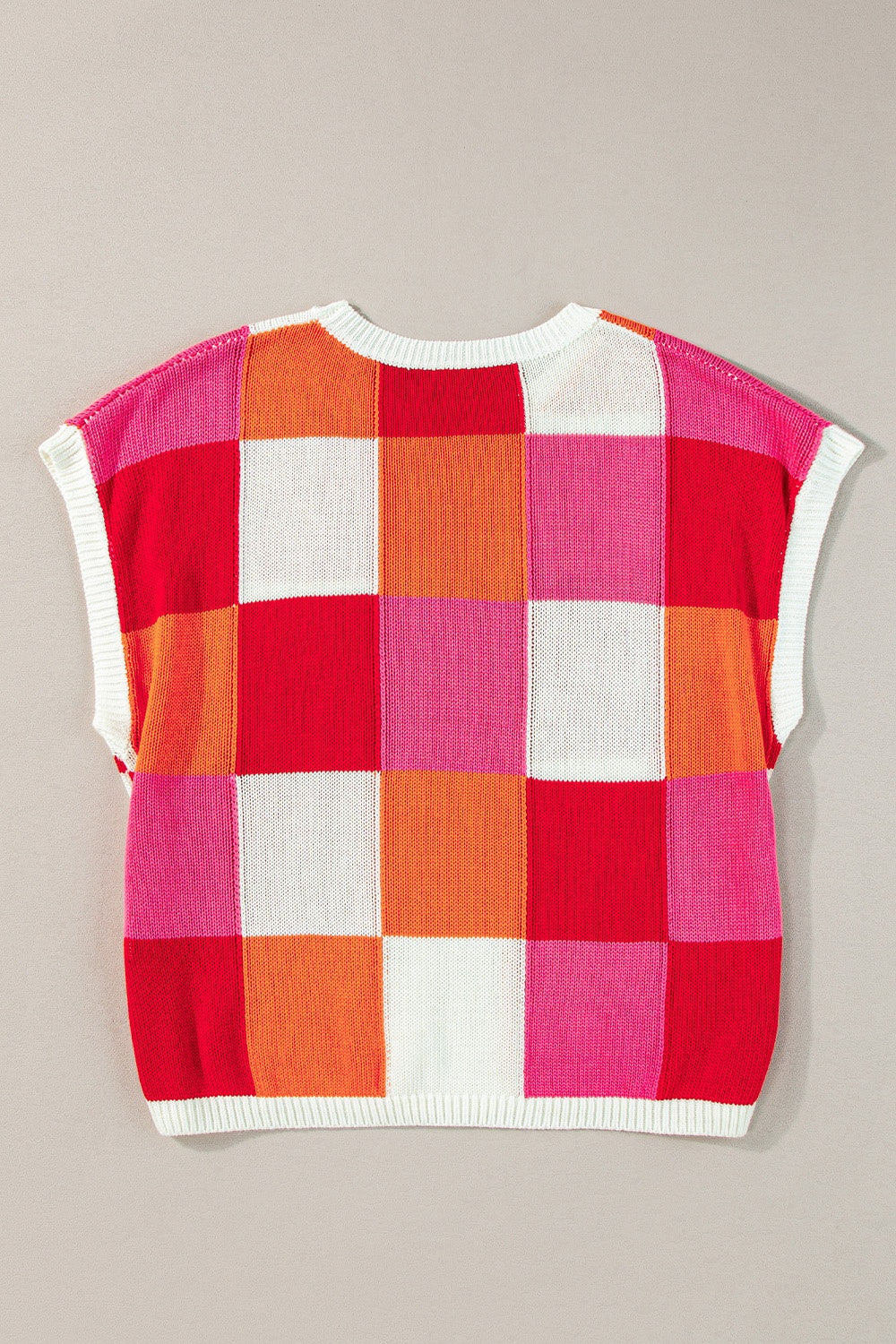 Color Block Round Neck Cap Sleeve Knit Top - UrbanEthereal