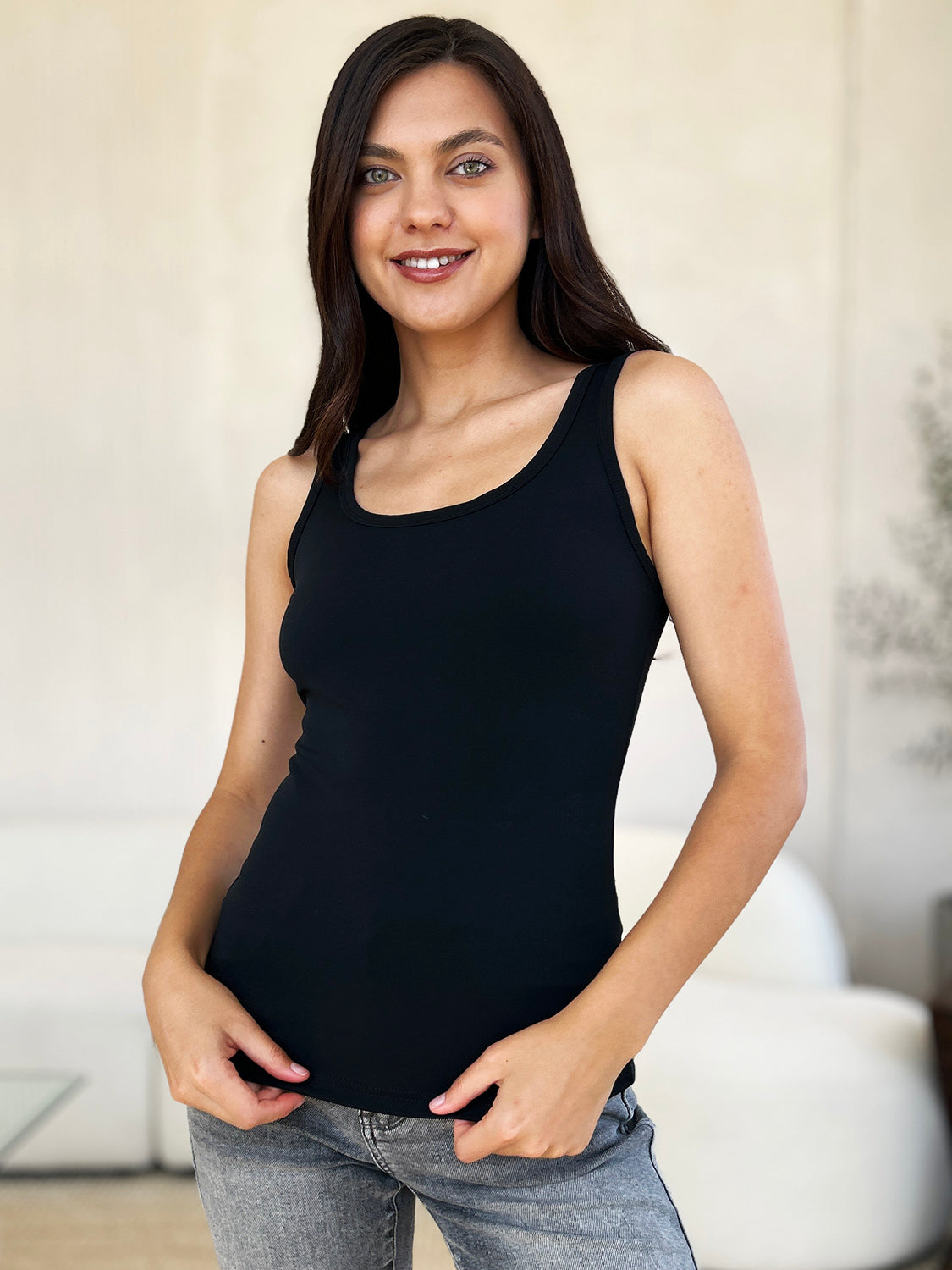 Basic Bae Full Size Square Neck Wide Strap Tank - UrbanEthereal