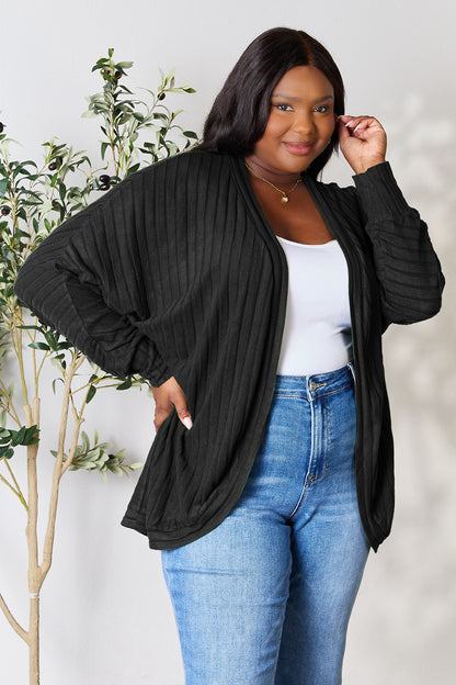 Basic Bae Full Size Ribbed Cocoon Cardigan - UrbanEthereal