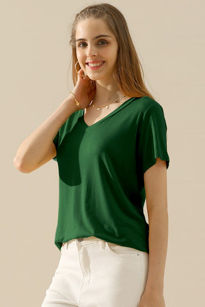 Ninexis Full Size V-Neck Short Sleeve T-Shirt - UrbanEthereal