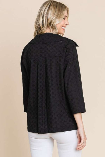 Culture Code Double Breasted Eyelet Jacket with Pockets - UrbanEthereal