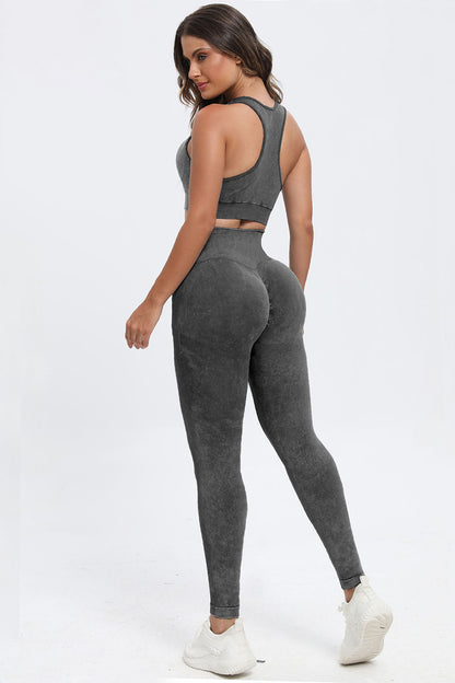 3 Piece Washed Square Neck Wide Strap Active Set - UrbanEthereal