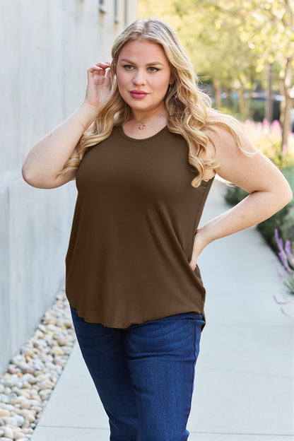 Basic Bae Full Size Round Neck Curved Hem Tank - UrbanEthereal