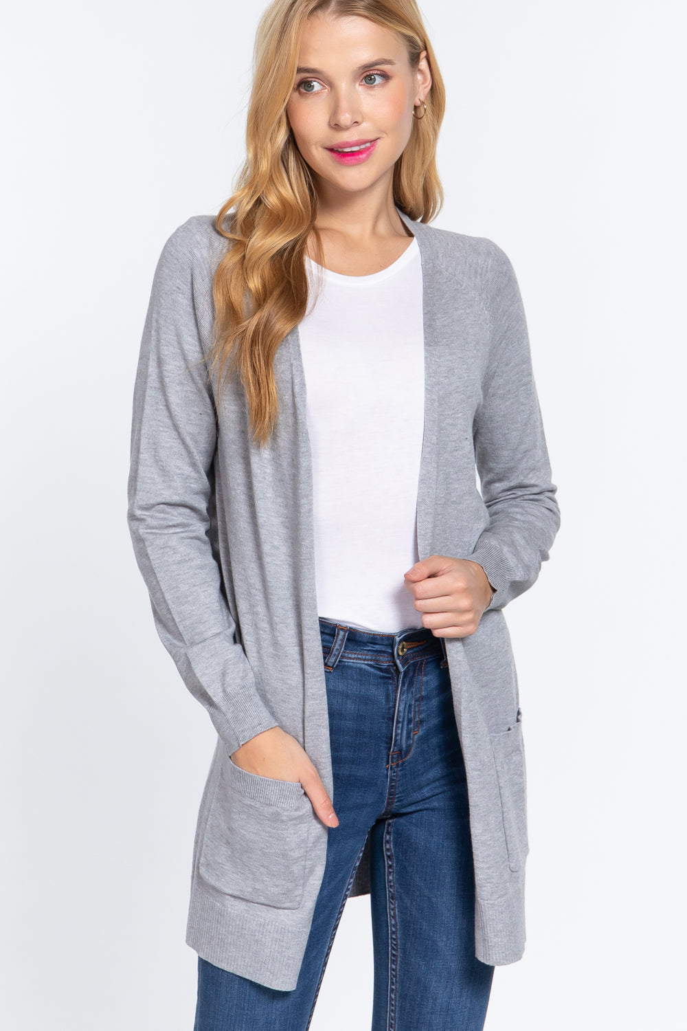 ACTIVE BASIC Open Front Long Sleeve Cardigan - UrbanEthereal