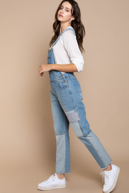 POL Front Chest Zipper Slim Leg Denim Overalls - UrbanEthereal