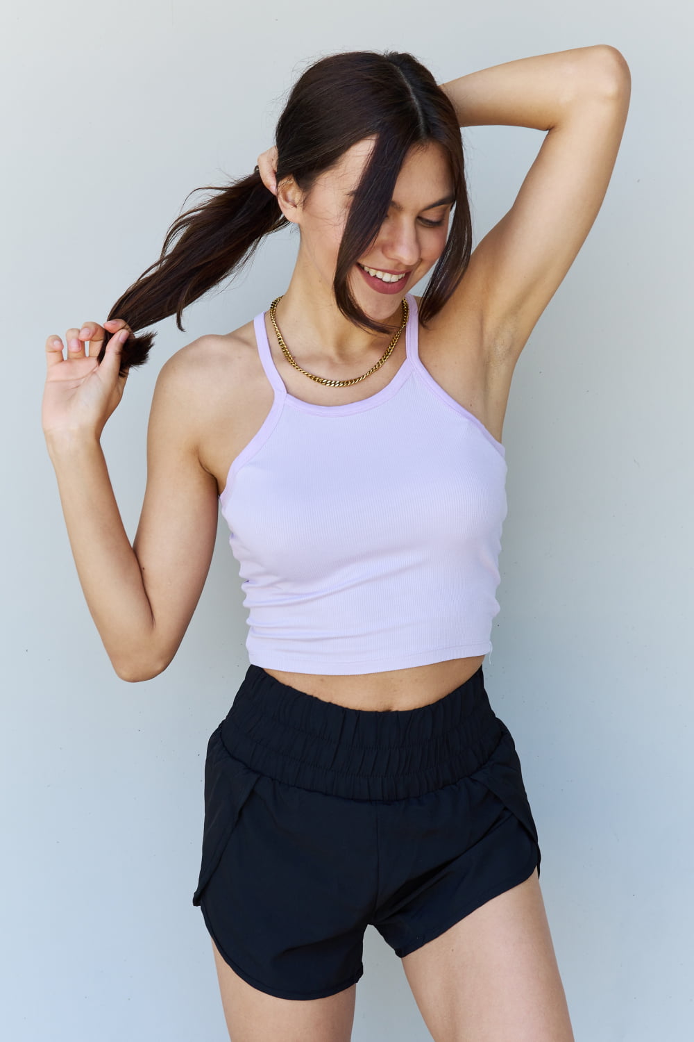 Ninexis Everyday Staple Soft Modal Short Strap Ribbed Tank Top in Lavender - UrbanEthereal