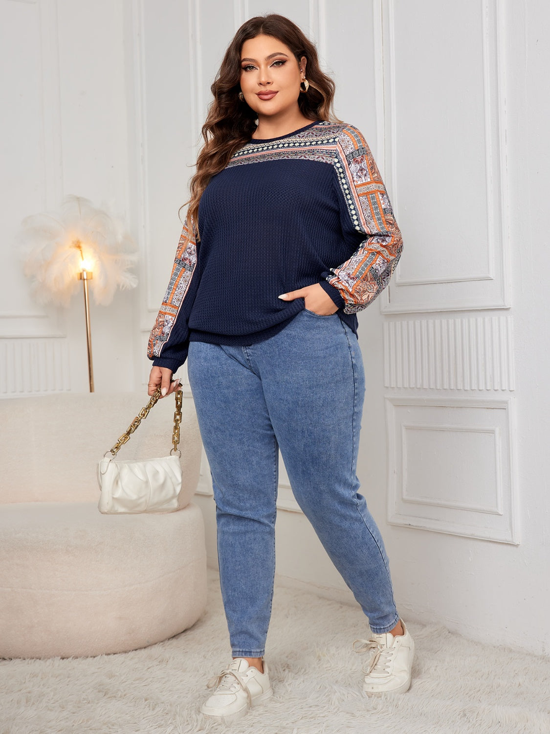 Plus Size Printed Long Sleeve Sweatshirt - UrbanEthereal