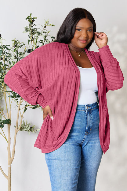 Basic Bae Full Size Ribbed Cocoon Cardigan - UrbanEthereal