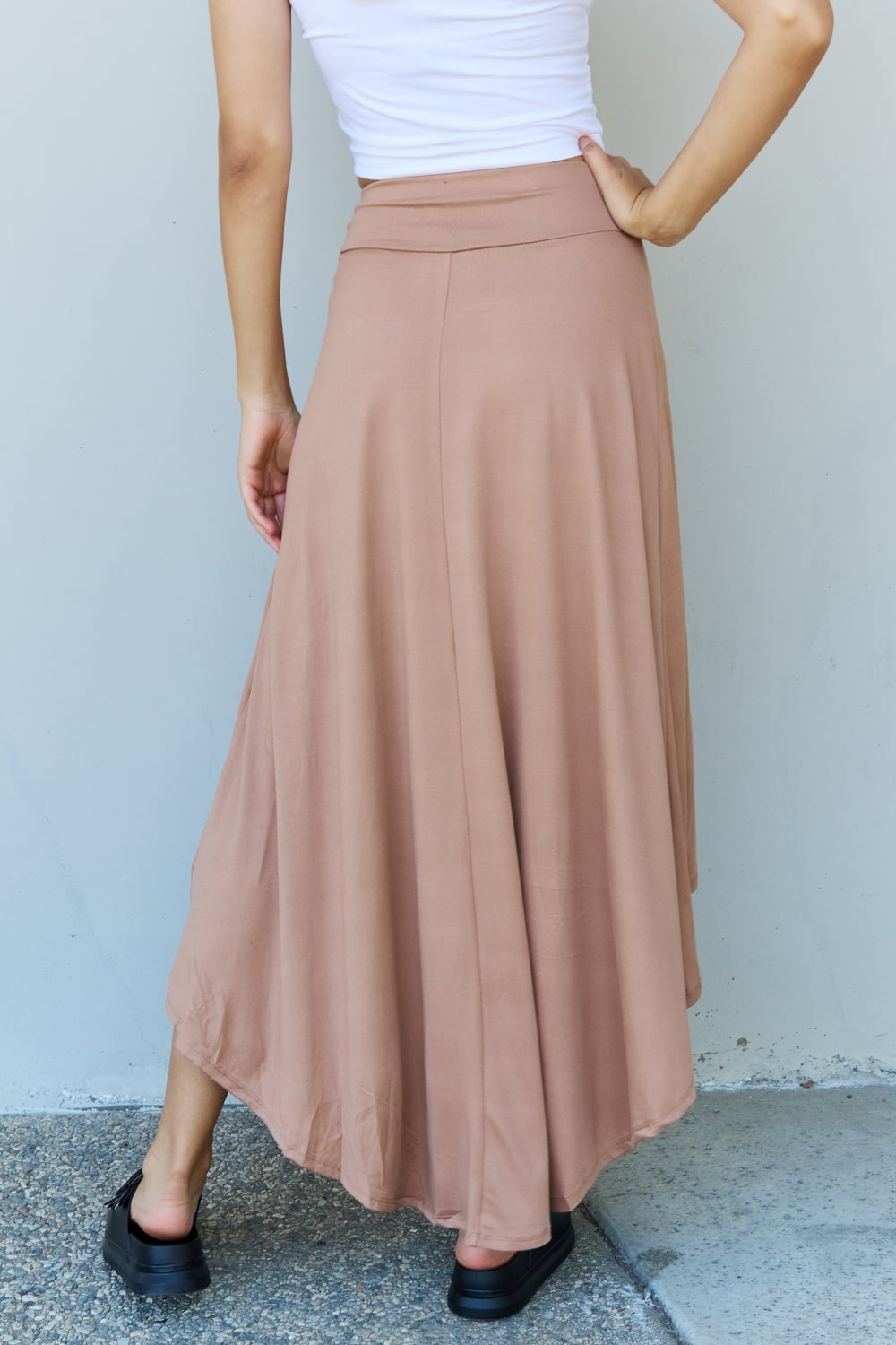 Ninexis First Choice High Waisted Flare Maxi Skirt in Camel - UrbanEthereal