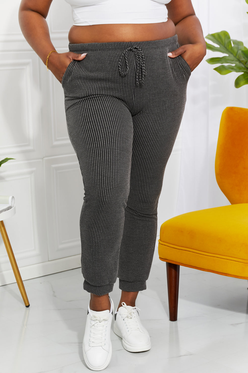 Blumin Apparel Full Size Easy Living Ribbed Joggers - UrbanEthereal