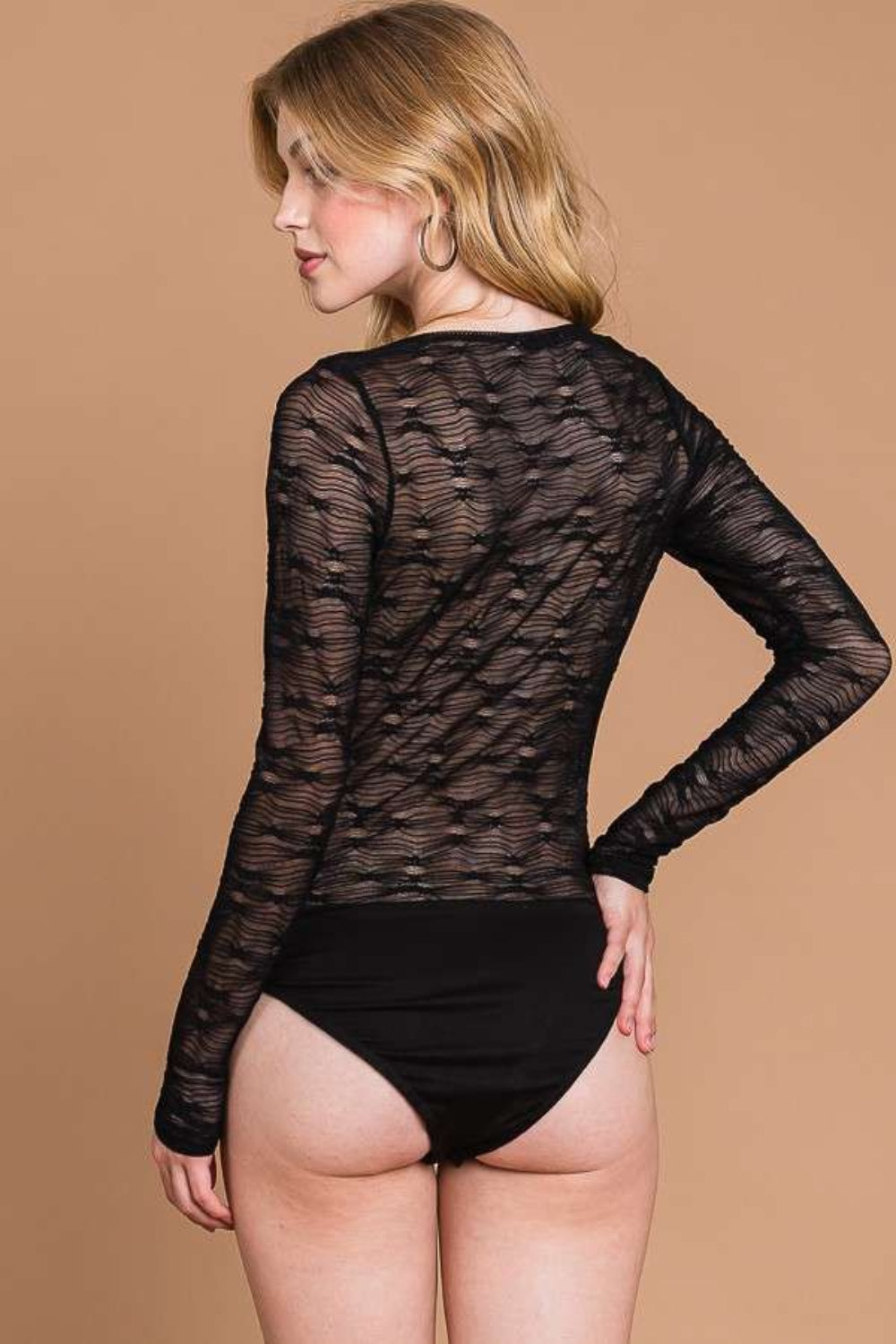 Culture Code Round Neck Mesh Perspective Bodysuit - UrbanEthereal