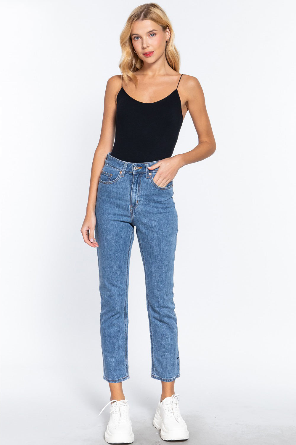 ACTIVE BASIC Ribbed Round Neck Seamless Cami Bodysuit - UrbanEthereal