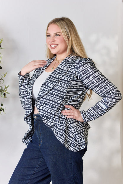 Heimish Full Size Open Front Printed Blazer - UrbanEthereal