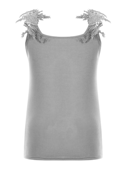 Full Size Lace Detail Scoop Neck Tank - UrbanEthereal