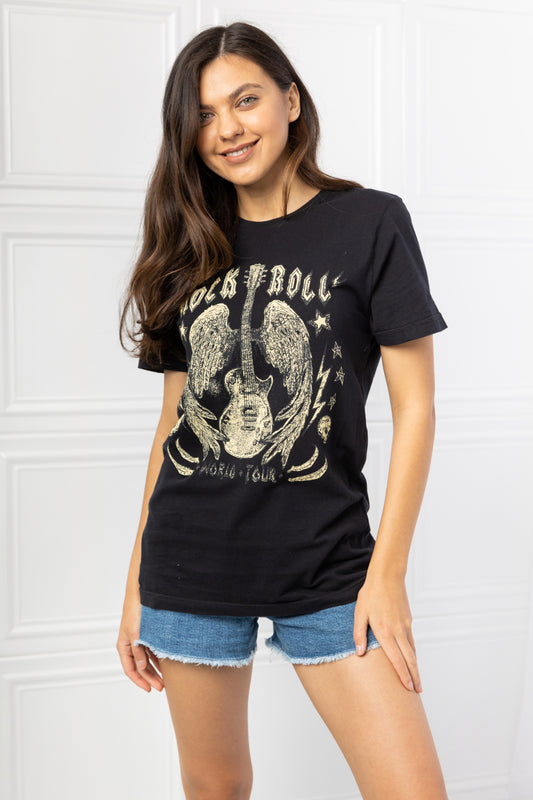 mineB Full Size Rock & Roll Graphic Tee - UrbanEthereal