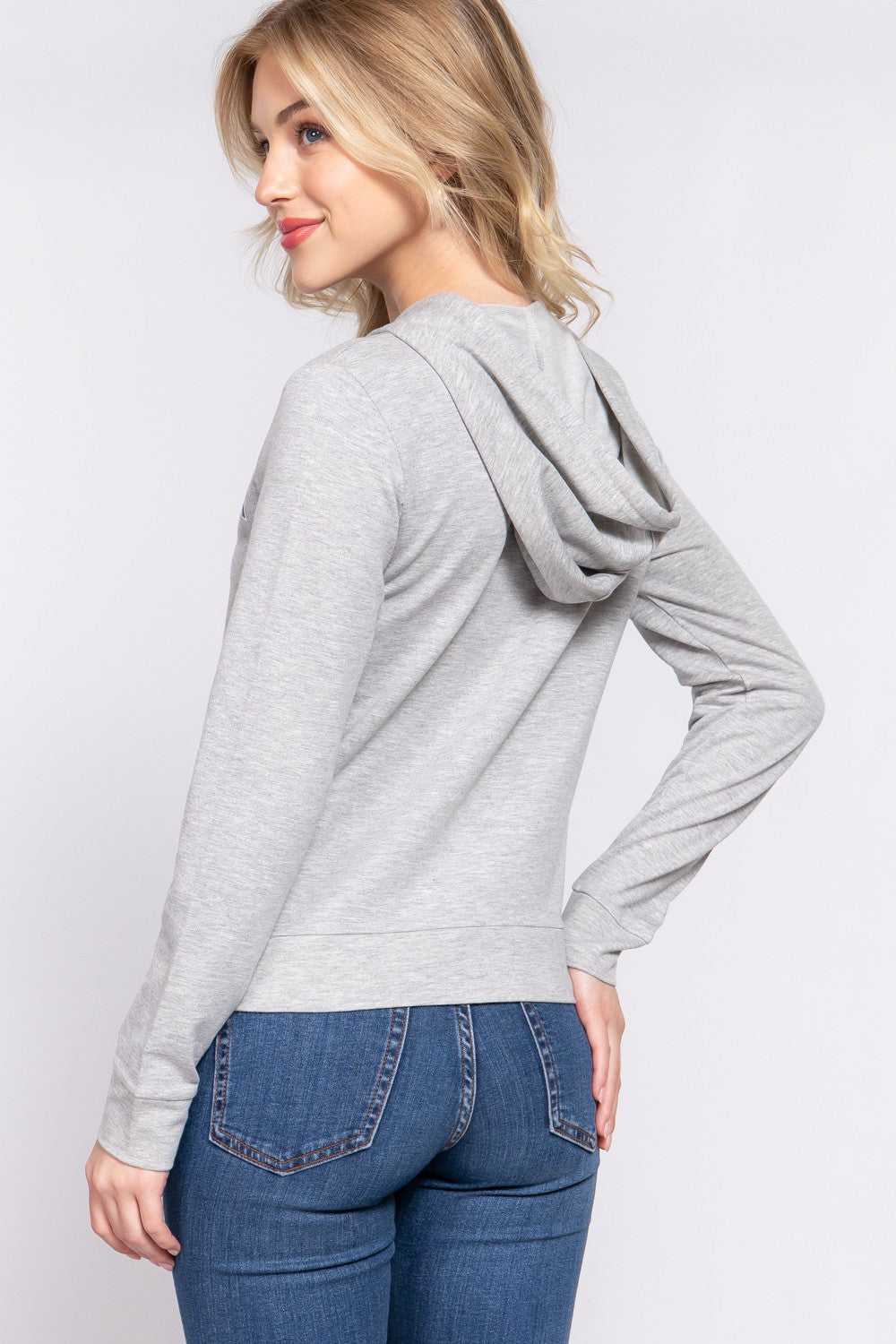 ACTIVE BASIC CALIFORNIA Zip Up Drawstring Long Sleeve Hoodie - UrbanEthereal