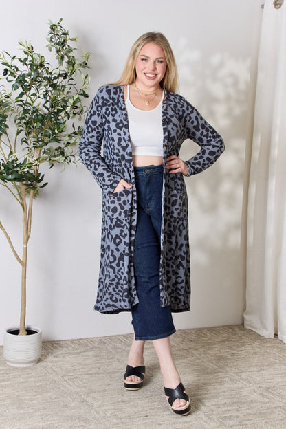 Celeste Full Size Button Up Animal Print Cardigan - UrbanEthereal