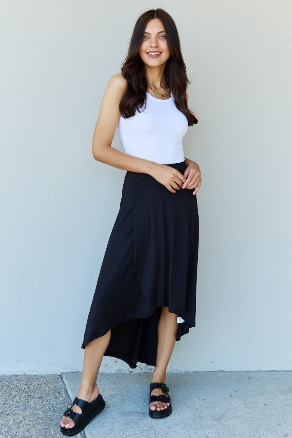 Ninexis First Choice High Waisted Flare Maxi Skirt in Black - UrbanEthereal