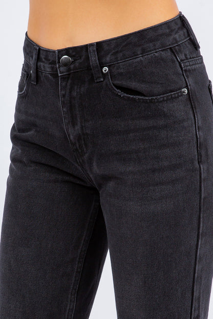American Bazi High Waist Distressed Cropped Straight Jeans - UrbanEthereal
