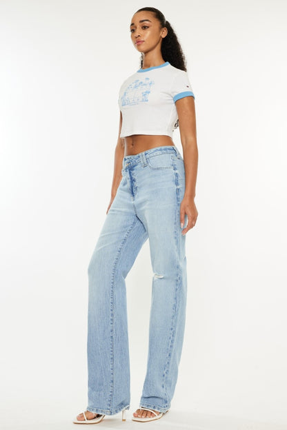 Kancan Distressed High Waist Straight Jeans - UrbanEthereal