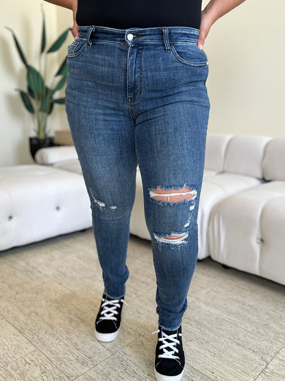 Judy Blue Full Size High Waist Distressed Skinny Jeans - UrbanEthereal