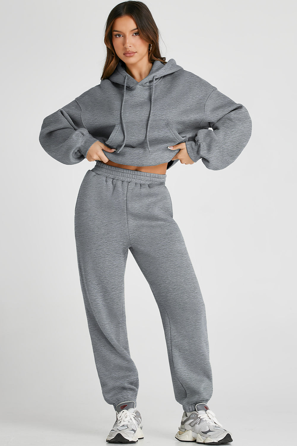 Dropped Shoulder Hooded Top and Pants Active Set - UrbanEthereal