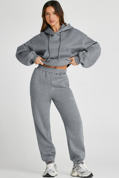 Dropped Shoulder Hooded Top and Pants Active Set - UrbanEthereal