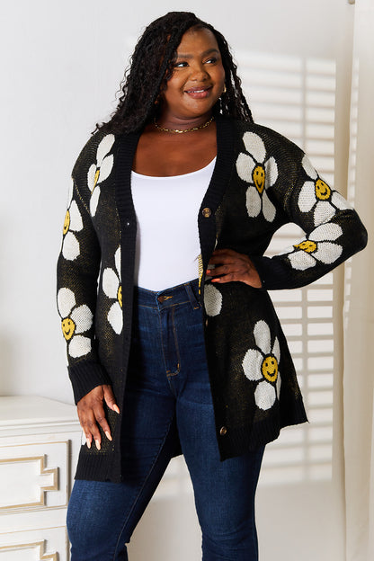 Floral Button Down Longline Cardigan - UrbanEthereal