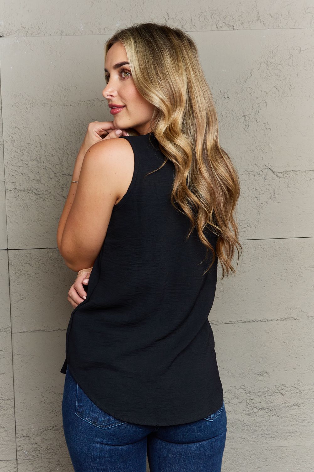 Ninexis First Glance Sleeveless Neckline Slit Top - UrbanEthereal