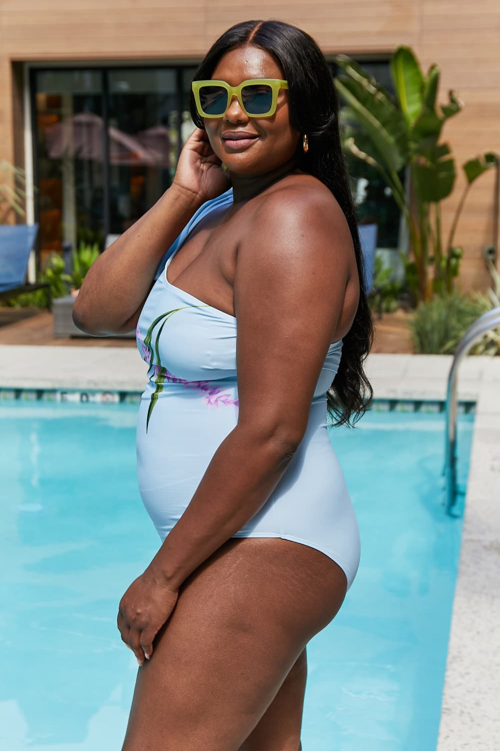 Marina West Swim Vacay Mode One Shoulder Swimsuit in Pastel Blue - UrbanEthereal