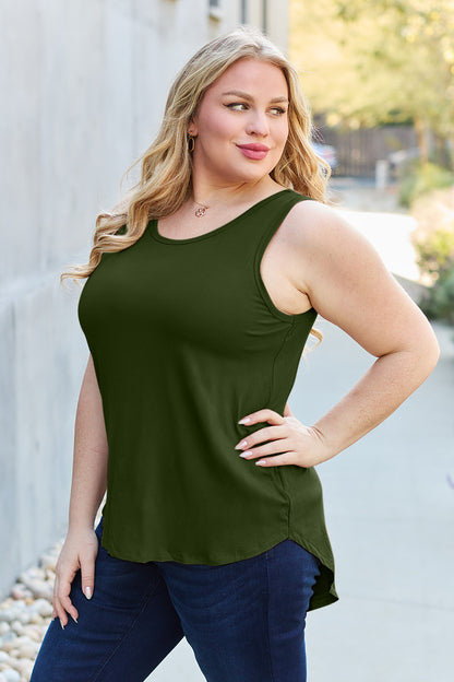 Basic Bae Full Size Round Neck Curved Hem Tank - UrbanEthereal