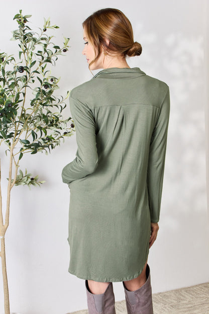 Celeste Full Size Button Down Shirt Dress - UrbanEthereal