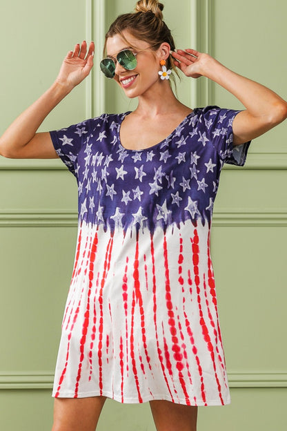 BiBi American Flag Theme Tee Dress - UrbanEthereal