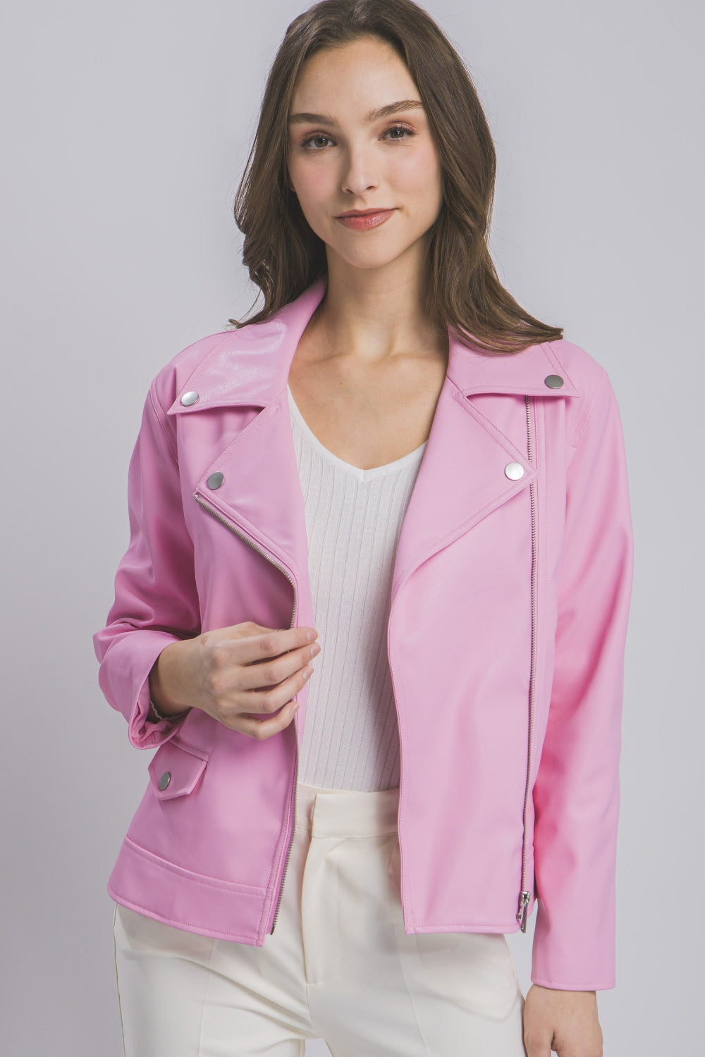 Love Tree Collared Neck Zip Up Jacket - UrbanEthereal