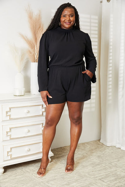 Culture Code Full Size Open Back Romper with Pockets - UrbanEthereal