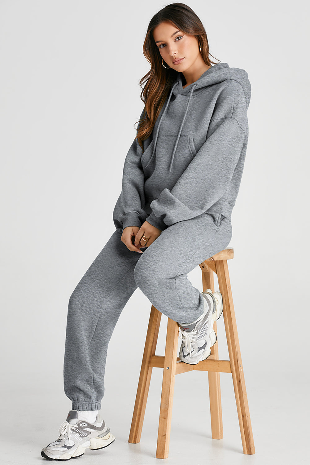 Dropped Shoulder Hooded Top and Pants Active Set - UrbanEthereal