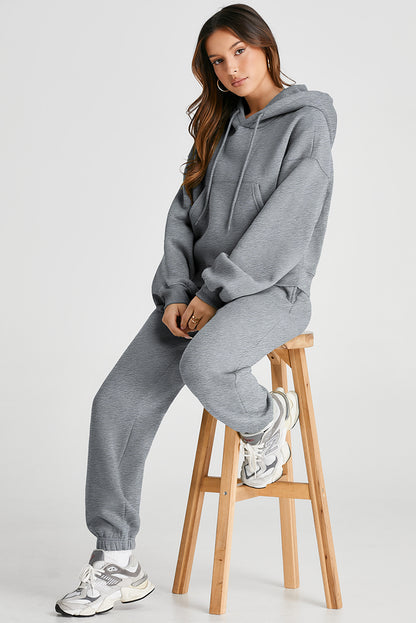 Dropped Shoulder Hooded Top and Pants Active Set - UrbanEthereal