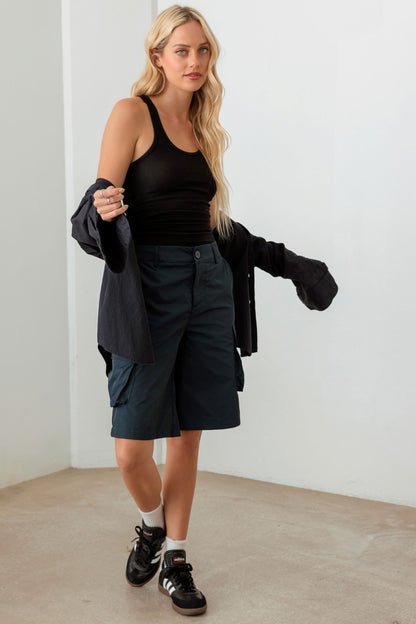 Le Lis Navy Cargo Bermuda Shorts - UrbanEthereal