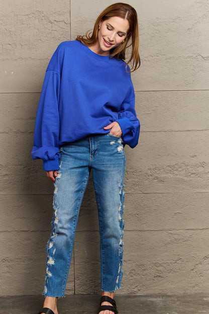 Full Size Round Neck Long Sleeve Sweatshirt