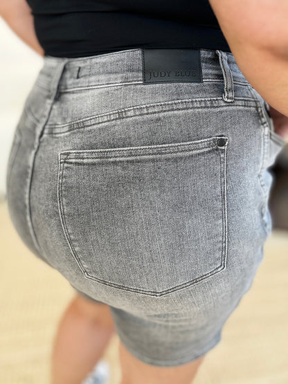 Judy Blue Full Size High Waist Washed Denim Shorts - UrbanEthereal
